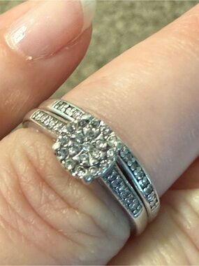 Diamond Bridal Ring Set Sterling Silver